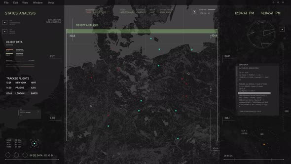 Satellite Scanning Network Tracks Airplane Target Aerial Position On Digital Map alt