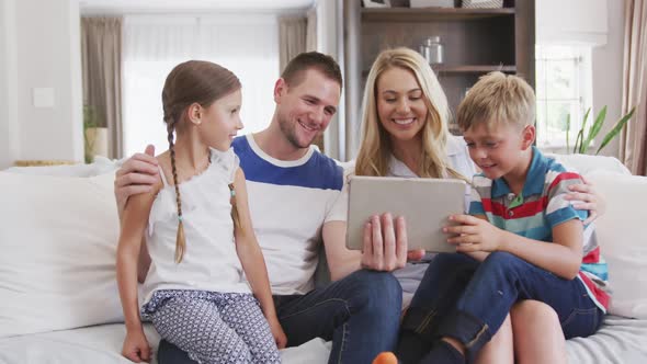 Happy family in a house