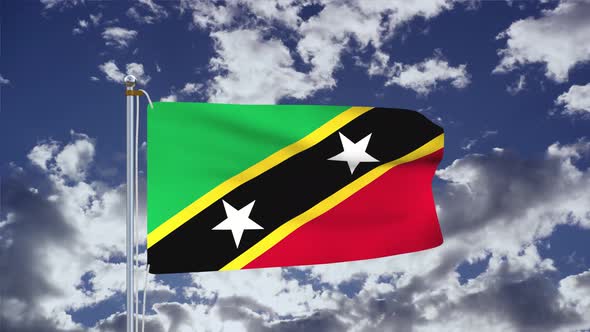 Saint Kitts And Nevis Flag Waving 4k