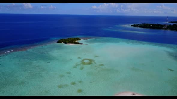 Aerial landscape of luxury sea view beach break by blue water and clean sandy background of a dayout