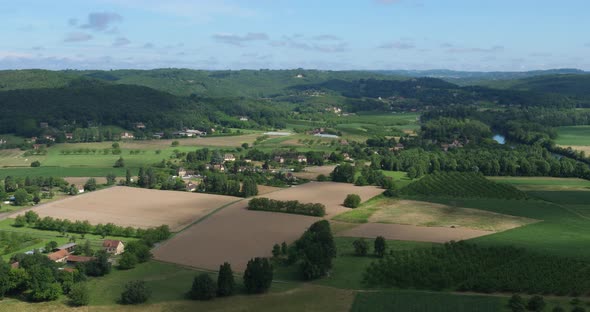 The River Dordogne viewed from on high at Domme, Dordogne, France