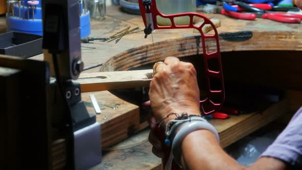 Craftswoman working in workshop