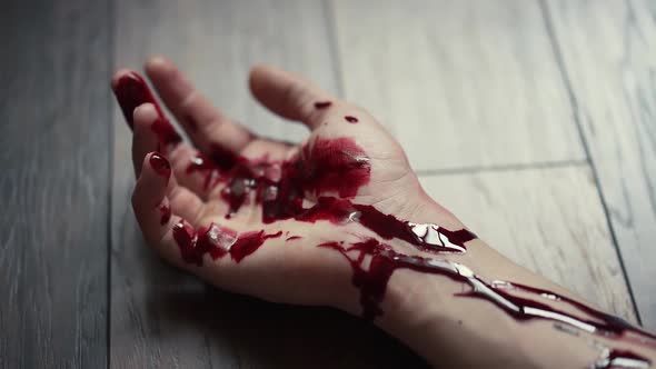 Bloody Hand on the Floor