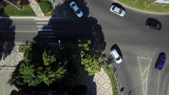 City Roads From Above - Modern Urban Traffic Intersection in August