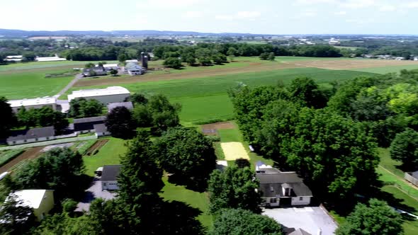 Amish Countryside and Farm from Drone