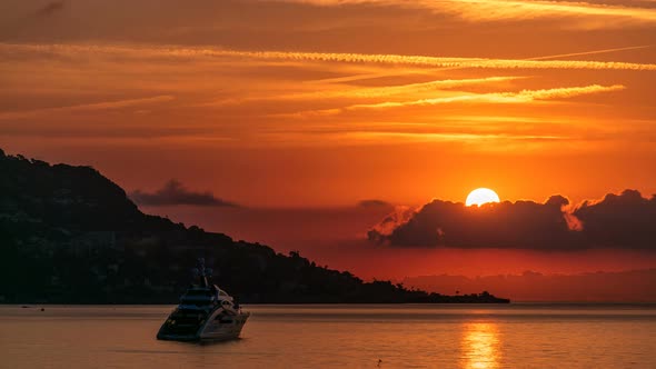 Sunrise View of Sea and Landscape Timelapse From Beaulieu Sur Mer, France