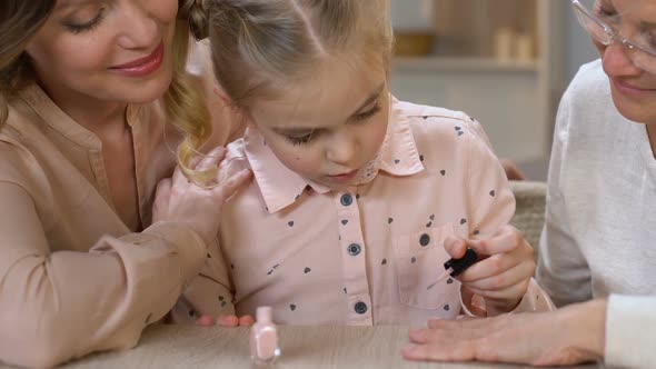 Happy Girl Painting Granny Nail, Dreaming of Manicure Profession, Beauty Blogger