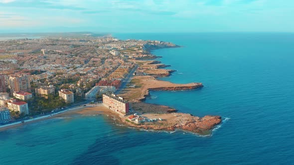 Aerial View of Beach and Coast, Costa Blanca Coast, Sunset