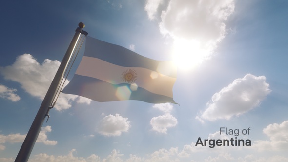 Argentina Flag on a Flagpole V2