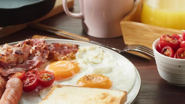 Traditional Full English Breakfast Closeup