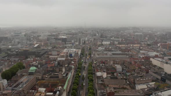 Foggy Aerial View of Large Town
