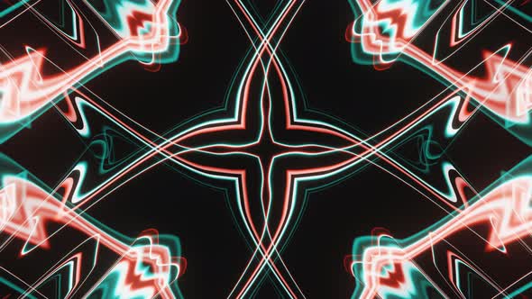 Abstract Flashing Cross and Lines Blue and Red Led Neon Vj Loop Animation