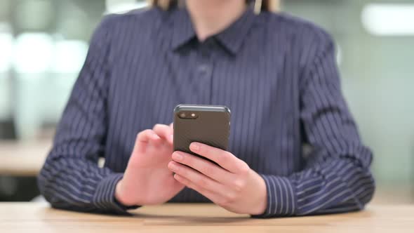 Close Up of Businesswoman Using Smartphone