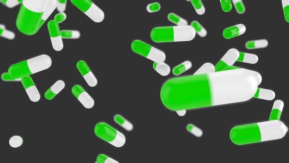  Digital animation of pills falling alt