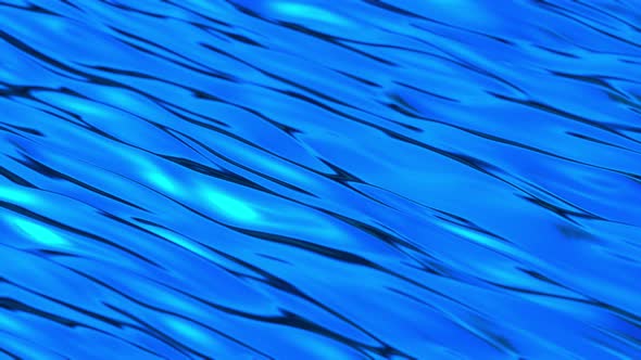 Bright Blue Metallic Lame Fabric Surface Waves