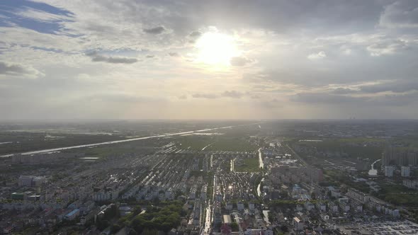 County Town in the Setting Sun