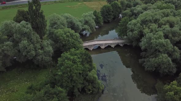 Aerial View Of The Old Roman Bridge In Sarajevo V8