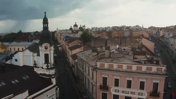 Beautiful Aerial View of the Chernivtsi City From Above Western Ukraine