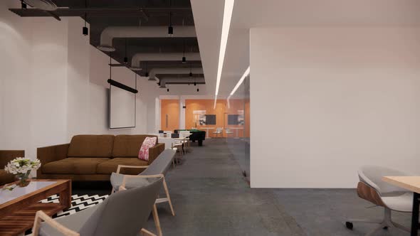 Interior Empty Modern Loft Office open space modern office footage.Modern open concept