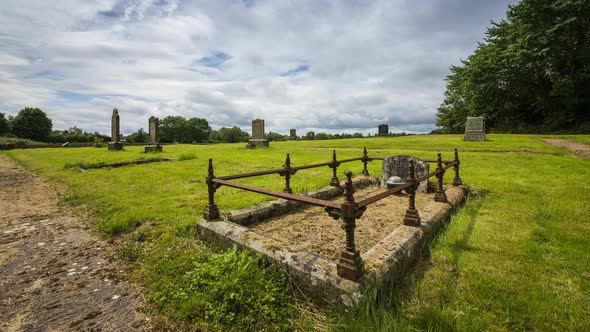 Time Lapse of local historical graveyard on a cloudy day in rural Ireland. alt