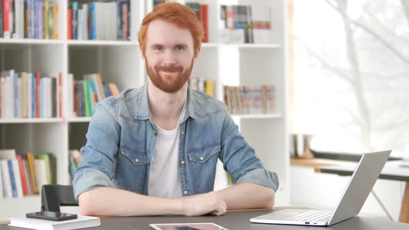 Yes Casual Redhead Man Accepting Offer at Work