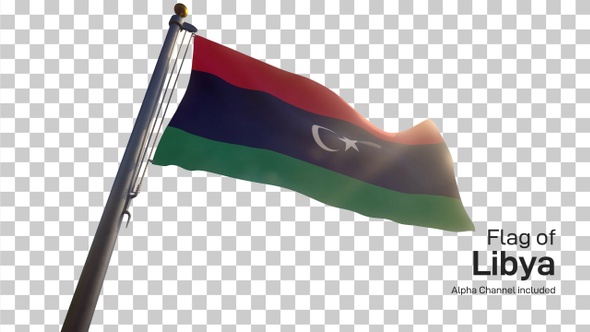 Libya Flag on a Flagpole with Alpha-Channel