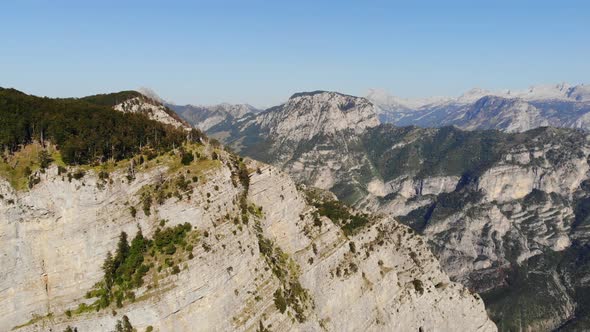 Drone View on Incredibly Huge Canyon Mountain Peaks and Rocks