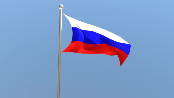 Russian flag on flagpole.