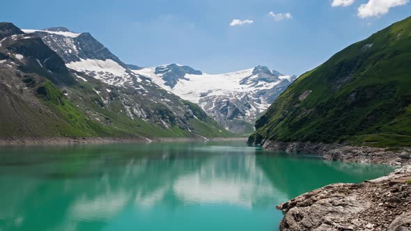 Hyperlapse of Mooserboden Stausee Lake on Kaprun, Austria