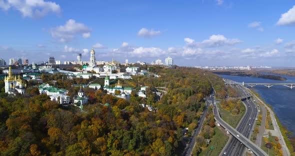 Kyiv Lavra Landscape at the Autumn Aerial View