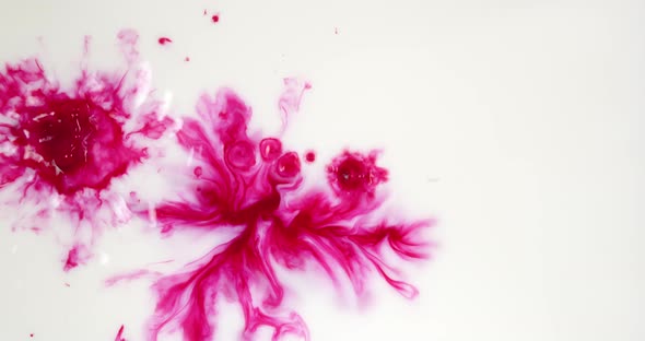 Splashes With Red Paint On A White Canvas With A Water Base