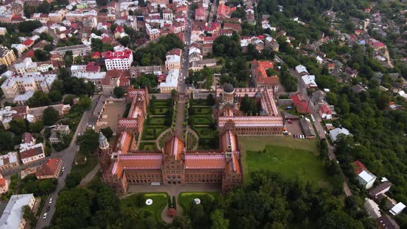 Aerial view of Yuriy Fedkovych Chernivtsi National University,