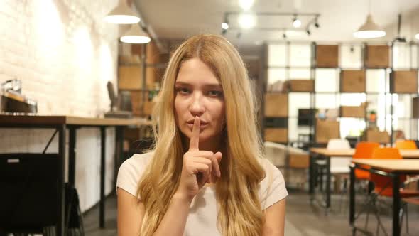 Silence , Girl Showing  Gesture