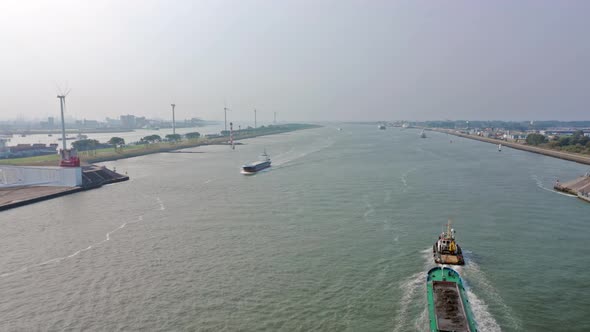 Time Lapse of Boats and Ships in Calandkanaal in the Port of Rotterdam
