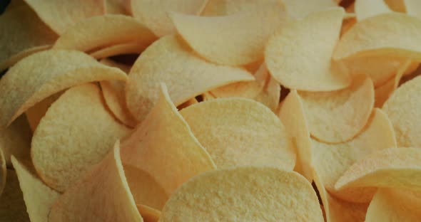 Closeup Slider Shot Crispy Potato Chips