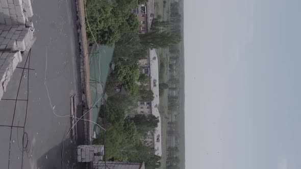 Vertical Video of Borodyanka Ukraine  Destroyed Building During the War