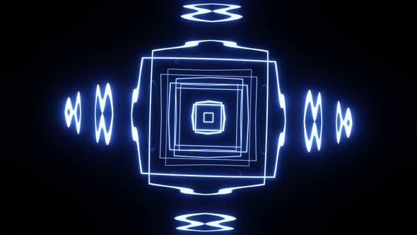 Rotation of an abstract neon glow figure for abstraction music shows 02