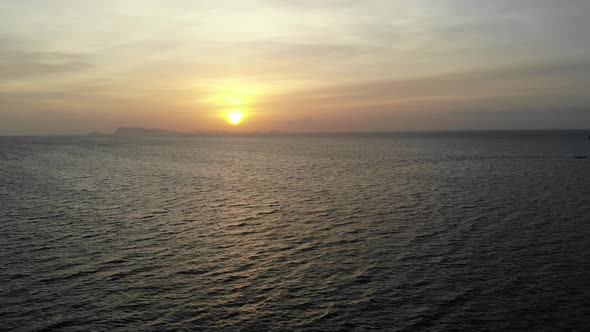 Beautiful from high view of sunset around sea