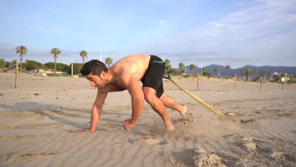 kettlebell four-prop race while the sun rises