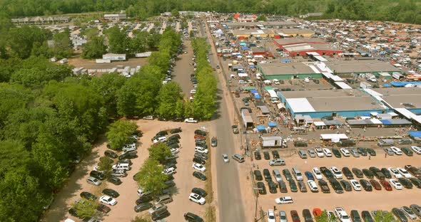 Panorama View of Flea Market at Old Objects for Sale a Lots of Market on Englishtown NJ USA