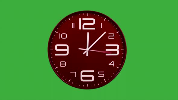 Modern Red Clock Face Moving Fast Forward