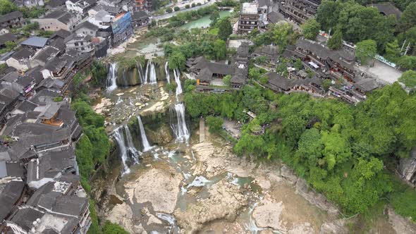 Ancient Town on The Waterfall, Aisa Aerial
