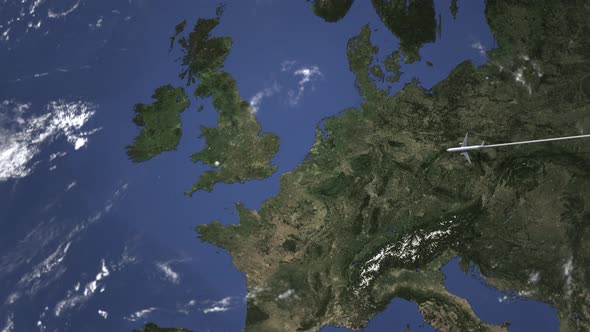 Plane Arriving To Cardiff United Kingdom From East alt