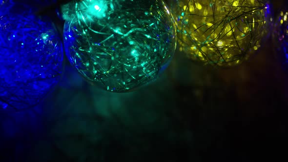 Cinematic, Rotating Shot of ornamental Christmas lights 