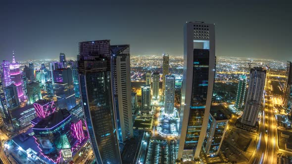 The Skyline of the West Bay Area From Top in Doha Timelapse Qatar