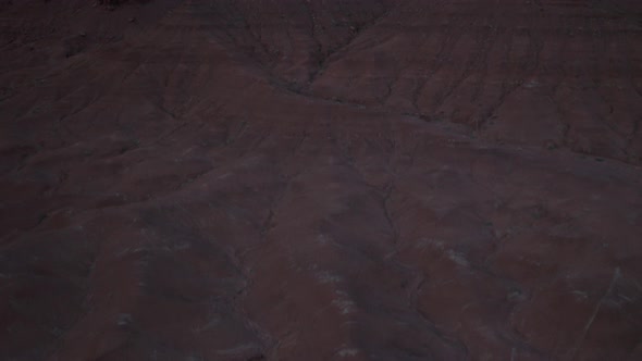 Aerial view of Monument Valley's rocks at dusk