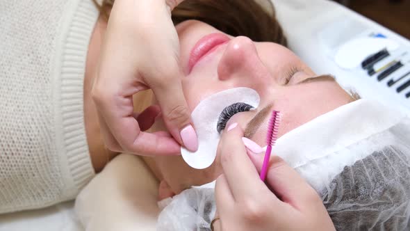 Eyelash Extension Procedure Close Up