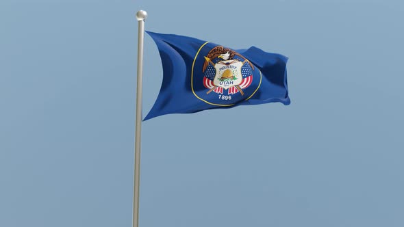 Utah flag on flagpole.