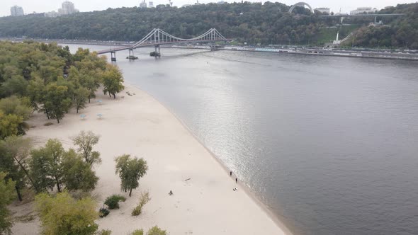 The Main River of Ukraine - Dnipro Near Kyiv. Slow Motion