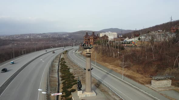 Drone View of the Main Road Entrance to Vladivostok